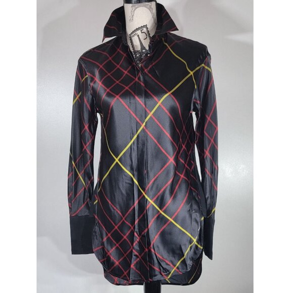 rag & bone Arc Women's Black Check Silk Tunic, Shirtdress Size XXSmall, NWT - Picture 5 of 8